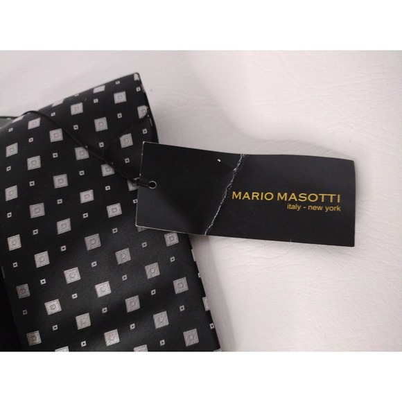 Mario Masotti Set Tie, cufflinks Black and White - Picture 2 of 3